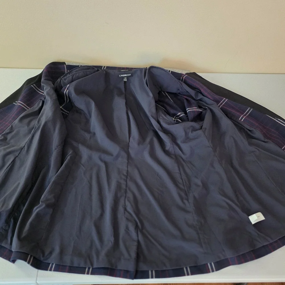 Lane Bryant Blazer Women 20 Blue Plaid The Bryant Blazer Career Suit Jacket